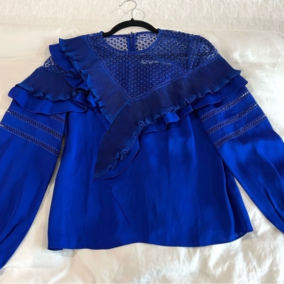 Blue Ruffled Blouse - Picture 1 of 5